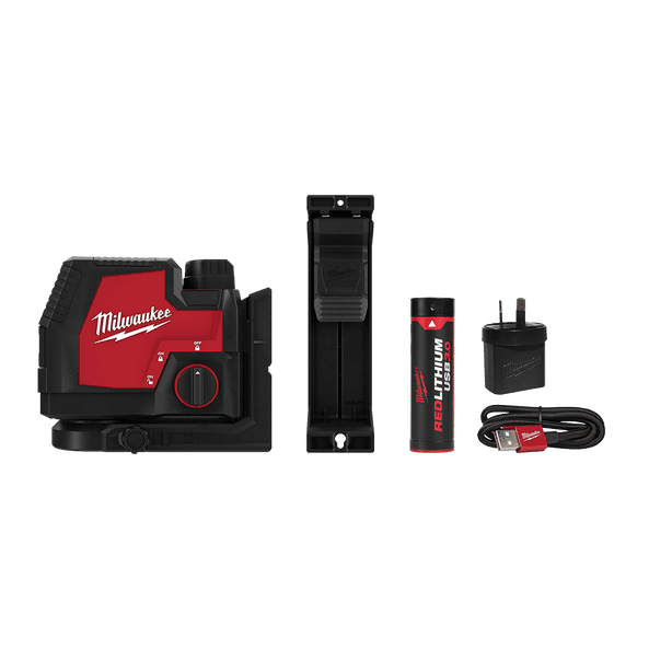 MILWAUKEE REDLITHIUM™ USB RECHARGEABLE CROSS LINE LASER KIT