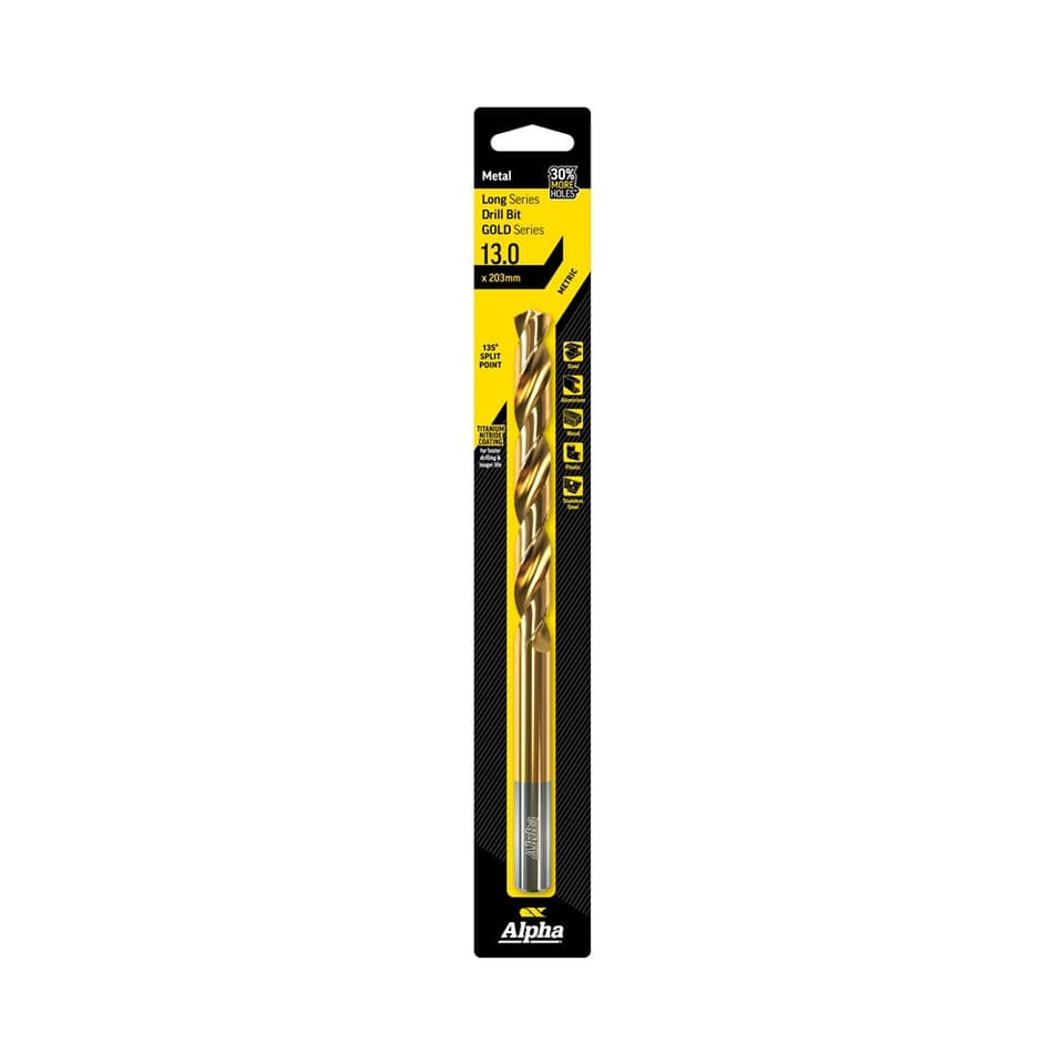 Alpha Gold Series - Long Series Drill Metric 13.0mm