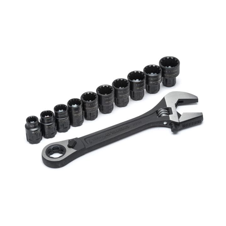 CRESCENT CPTAW8 11 Piece Pass-Thru™ X6™ Black Oxide Adjustable Wrench and Spline Socket Set