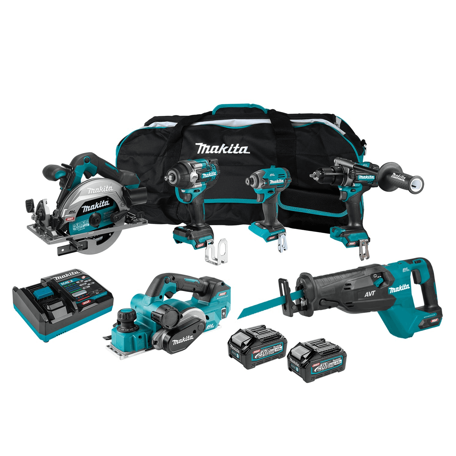 MAKITA DK0202G601 40Vmax Brushless 6-Pc.Combo (4.0Ah) Kit