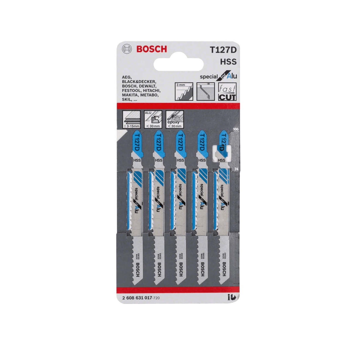 BOSCH T127D SPECIAL FOR ALU JIGSAW BLADES 5PK