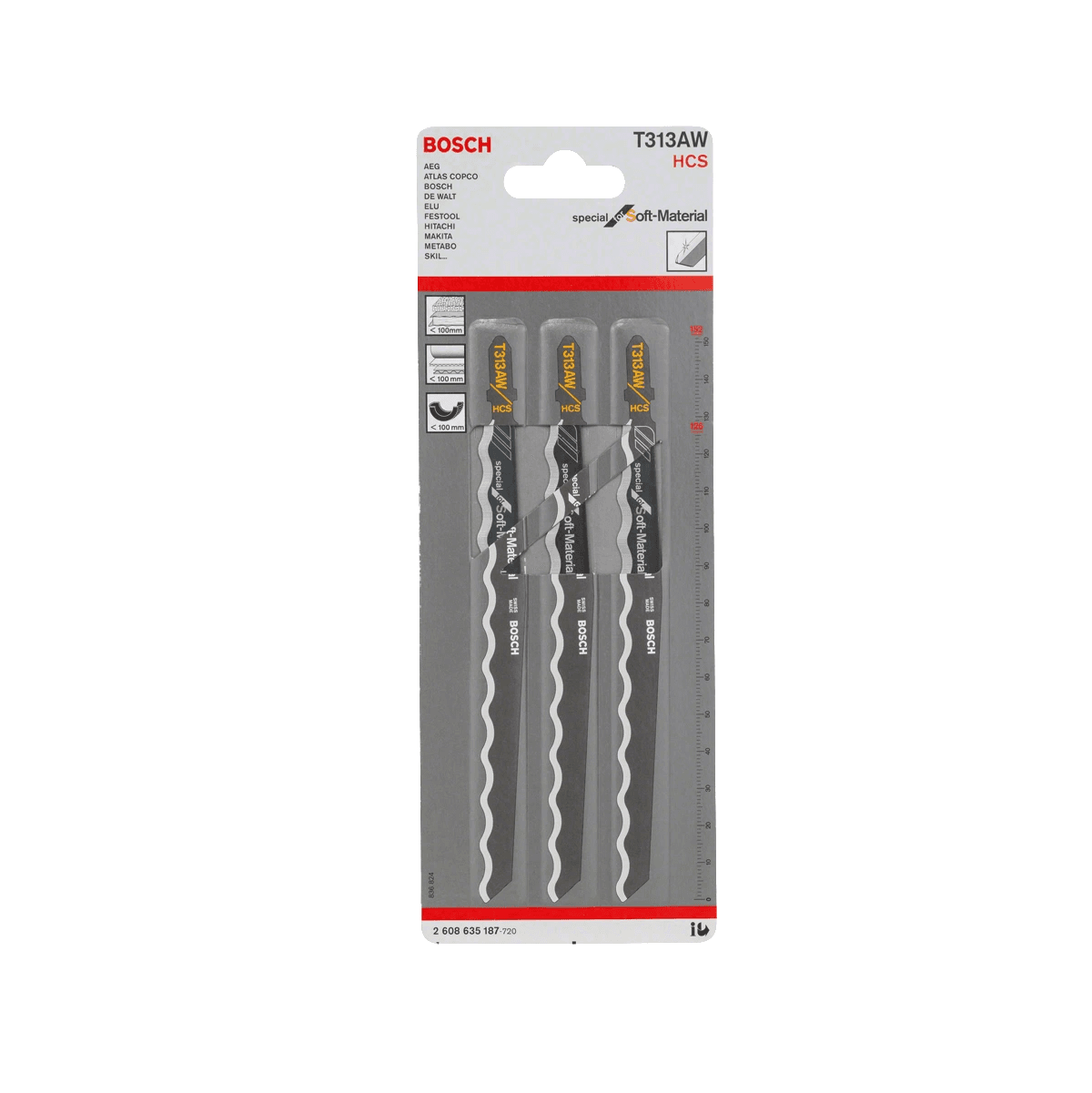 BOSCH T313AW SPECIAL FOR SOFT MATERIAL JIGSAW BLADES 3PK