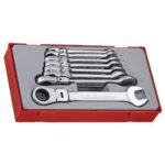Teng TT6508RF 8pc Flex-Head Rat Comb Spanner Set 8-19mm-TC-Tray