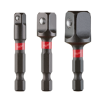MILWAUKEE SHOCKWAVE™ POWER BIT SOCKET ADAPTER 3PC SET 1/4'' HEX TO 1/4'', 3/8'', 1/2'' SQUARE