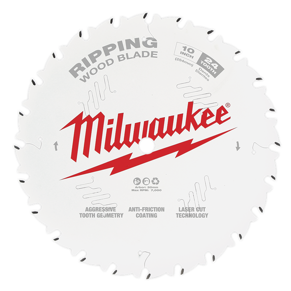MILWAUKEE 48408020 254mm (10") 24T Wood Circular Saw Blade Ripping