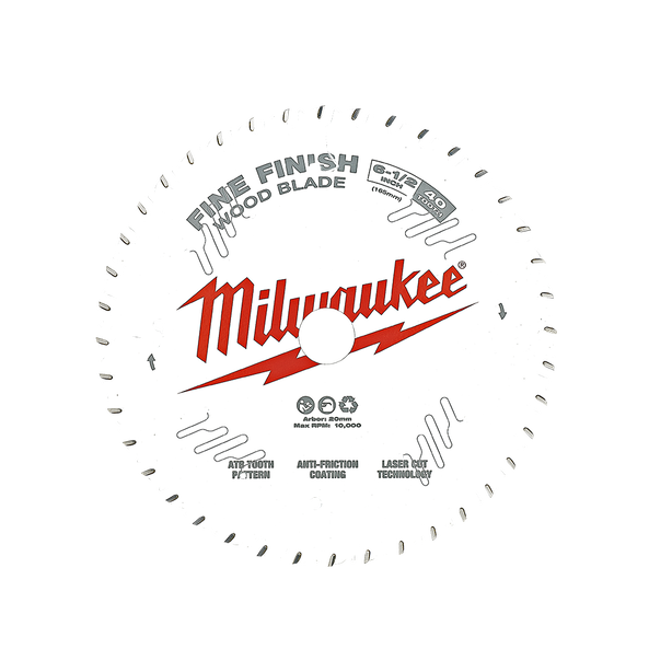 MILWAUKEE 165mm (6-1/2") 40T Wood Circular Saw Blade Fine Finish 48408622