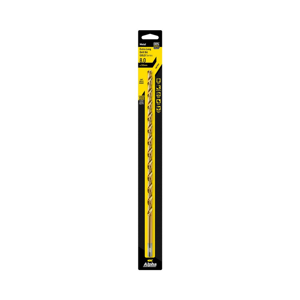 Alpha Gold Series - Extra Long Series Drill Metric 8.0mm x 315mm