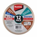 MAKITA D-72702-12 125 x 1.0 x 16-22.23mm INOX Metal / Stainless Cut Off Disc - 12 Pack